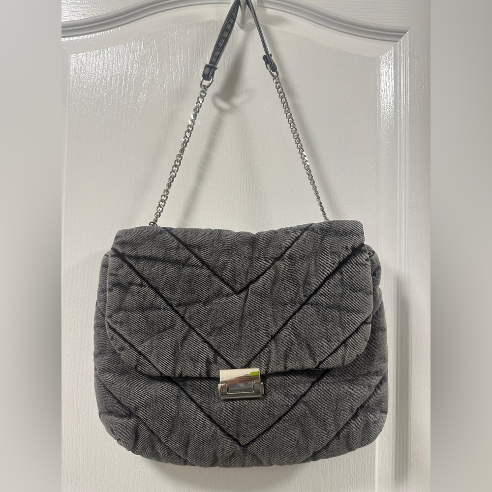 Zara gray denim shoulder bag